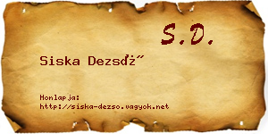 Siska Dezső névjegykártya